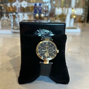 Authentic Versace Versus black leather watch NWT